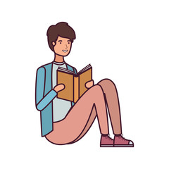 man sitting with book in hands