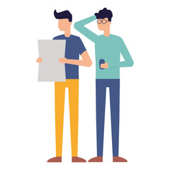 men with smartphone and document