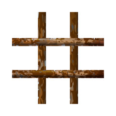 Brown prison rusty interior. Jail cells modern with bars. Banner vector detailed illustration lattice. Detention centre cell. Isolated way, freedom concept grid.