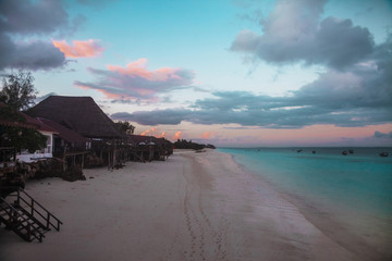Beautiful Caribbean ocean sunset background on tropical island