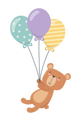 Teddy bear cartoon and balloons design