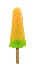 fresh popsicle like a pineapple slice on a white background with clipping path