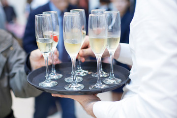 drinks served on tray at entertainment event