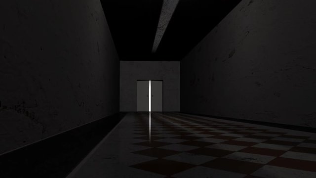 Door opening and illuminating a dark room