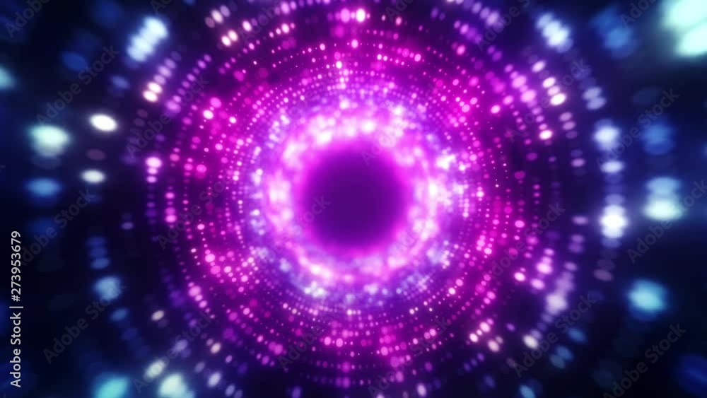 Poster bright abstract wavy motion background. neon ultraviolet lamps. glowing points of the spiral tunnel.
