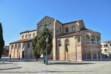 Fototapeta na wymiar Panoramic view of Church of Santa Maria e San Donato in Murano,2019,march