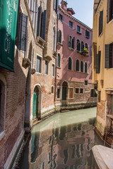Obraz na płótnie Canvas Venice canal ,narrow navigation routes in Venice, march, 2019