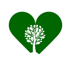 save the earth, green tree and heart,