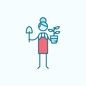 gardener holding plant and shovel clip art preview