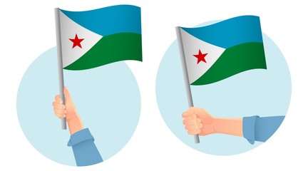 Djibouti flag in hand icon