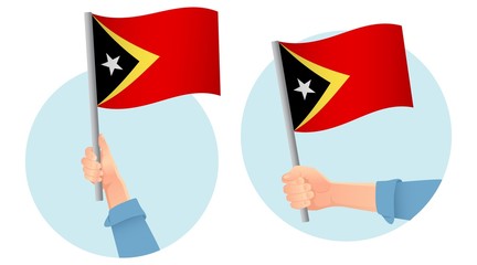 East Timor flag in hand icon