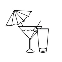 silhouette of cocktail on white background