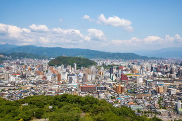 Matsuyama cityscape and matsuyama castle ,Shikoku,Japan