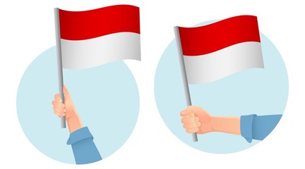 Indonesia flag in hand icon