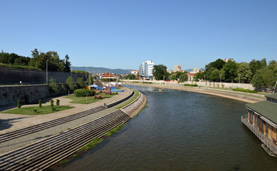 NIS, SERBIA: Panoramic view of City of Nis and Nisava River, Serbia