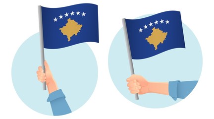 Kosovo flag in hand icon