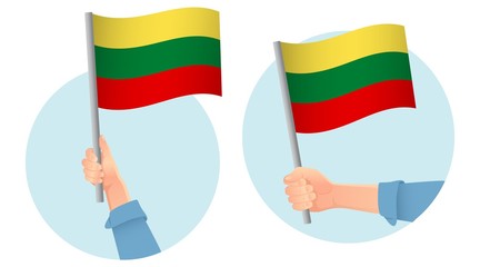 lithuania flag in hand icon