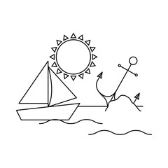 silhouette of sailboat on white background