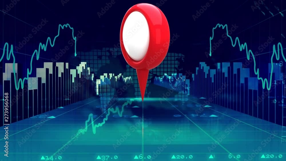 Poster map pin and graphs with world map