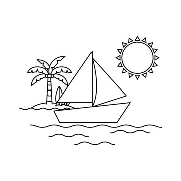 silhouette of sailboat on white background