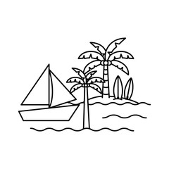 Fototapeta na wymiar silhouette of sailboat on white background