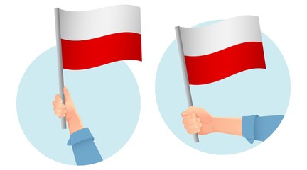 Poland flag in hand icon