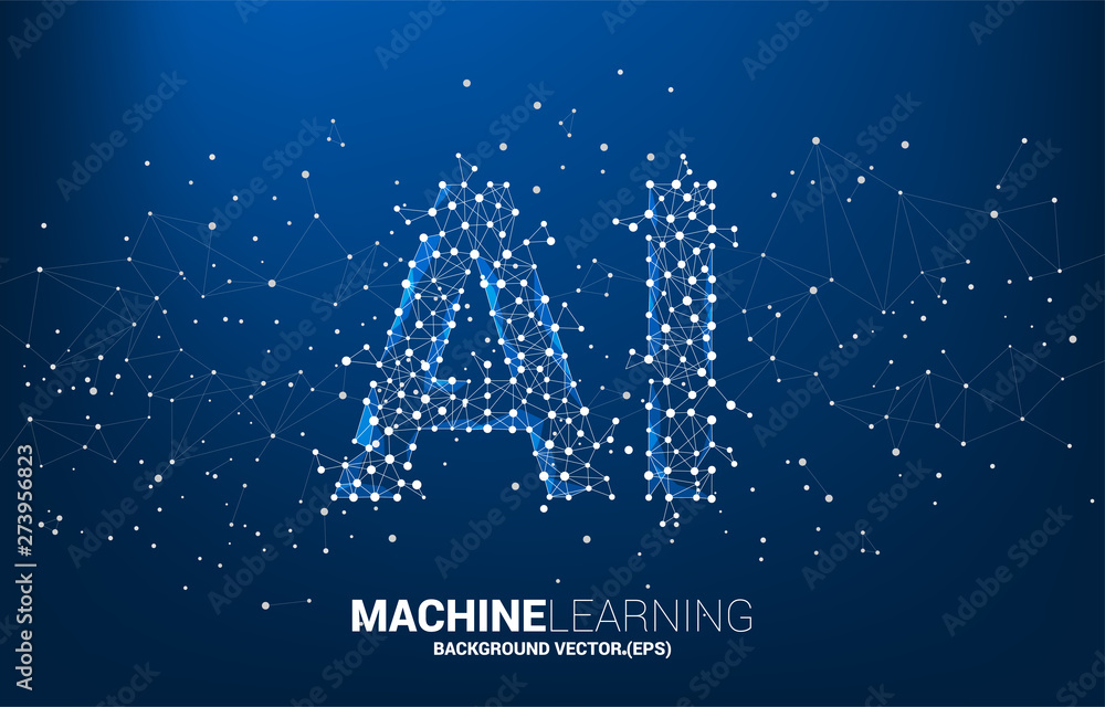 Aufkleber Vector Polygon dot connect line shaped AI. Concept for machine learning and artificial intelligence.