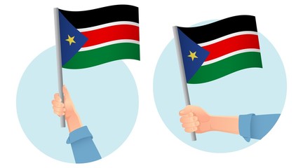 South Sudan flag in hand icon