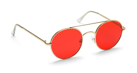 Gold Wire Red Lens Sunglasses