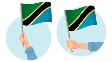 Tanzania flag in hand icon