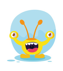 Yellow monster cartoon design icon vector ilustration