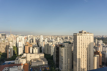 Fototapeta na wymiar Sao Paulo city view from the top of building in the Paulista Avenue region