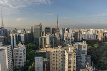 Sao Paulo city view from the top of building in the Paulista Avenue region