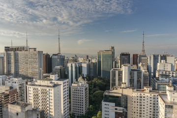 Fototapeta na wymiar Sao Paulo city view from the top of building in the Paulista Avenue region