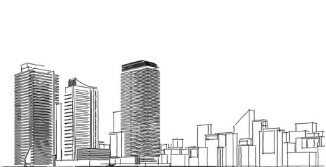 Fototapeta premium 3D illustration architecture building perspective lines.