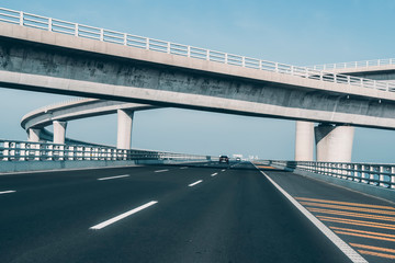concrete road curve of viaduct in shanghai china outdoor.