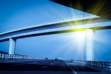 Fototapeta premium concrete road curve of viaduct in shanghai china outdoor.