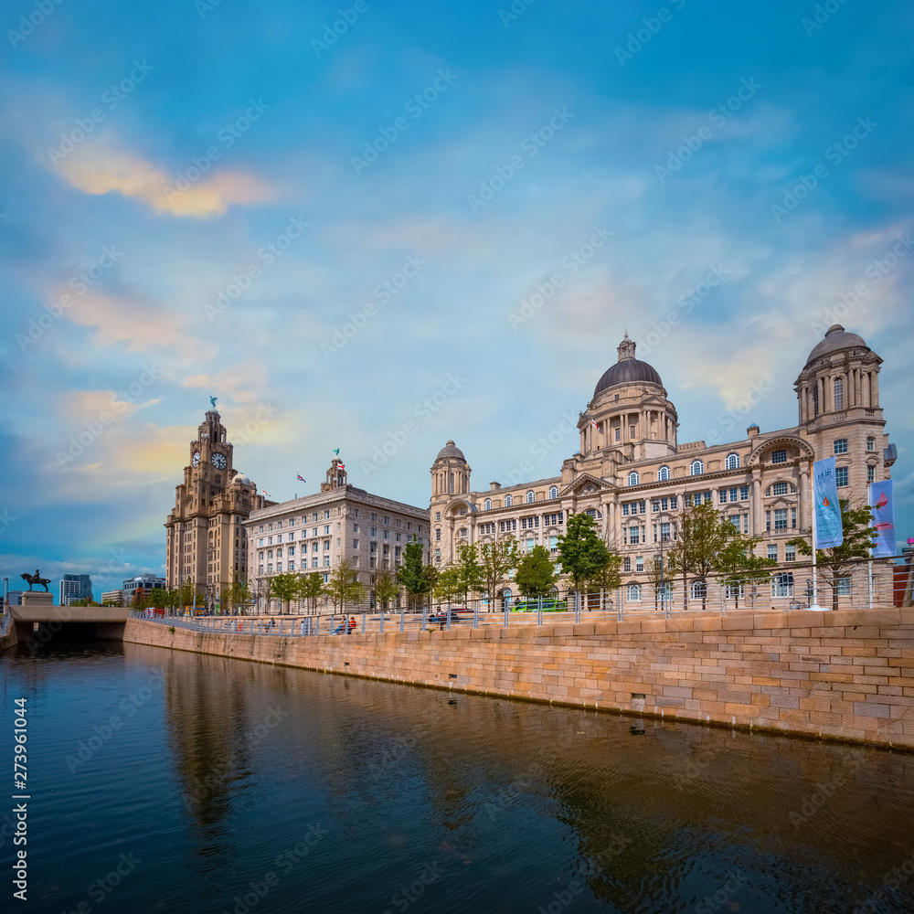 Canvas Prints liverpool pier head with the royal liver building, cunard building and port of liverpool building