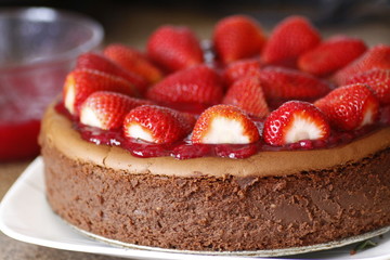 Chocolate strawberry cheesecake