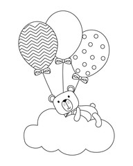 Teddy bear cartoon with balloons design
