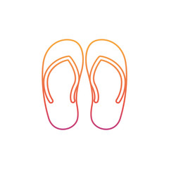 silhouette of striped beach sandals on white background