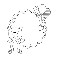 Teddy bear cartoon with balloons design