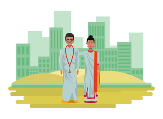 indian couple avatar cartoon character