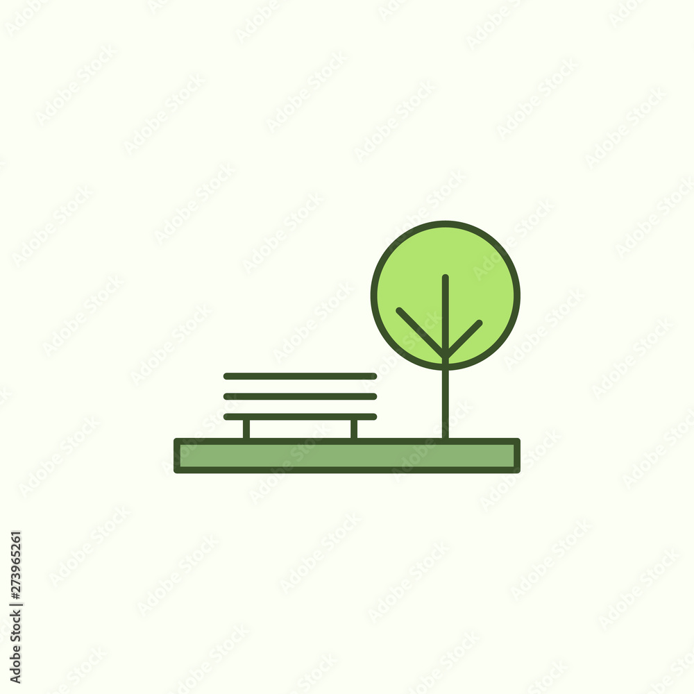 Poster park with simple color element icon