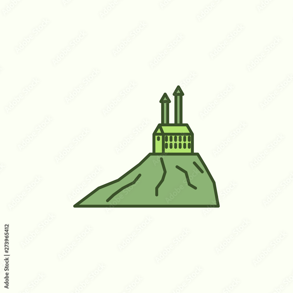 Poster factory with simple color element icon