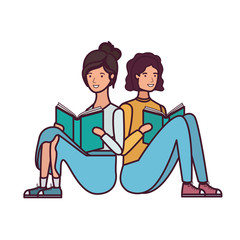 couple sitting with book in hands