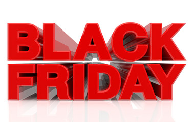 3D BLACK FRIDAY word on white background 3d rendering
