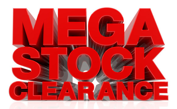 3D MEGA STOCK CLEARANCE word on white background 3d rendering