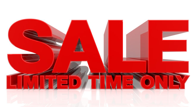 3D SALE LIMITED TIME ONLY word on white background 3d rendering