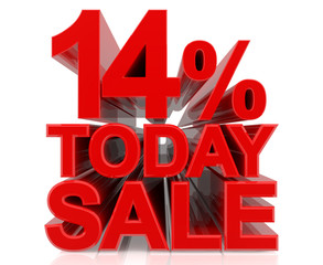 14% TODAY SALE word on white background 3d rendering